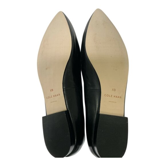 Cole Haan Women's Grand.OS Black Scalloped Perforated Leather Pointy Toe Size 8B - Picture 4 of 11